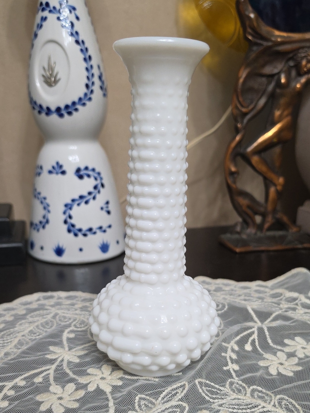 E.O. Brody Co. White Hobnail Milk Glass Bud Vase
